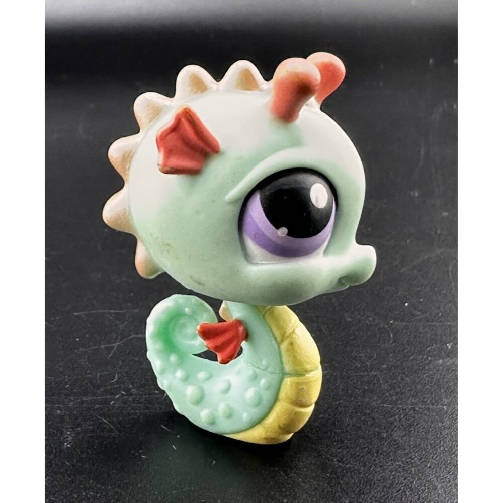 Littlest Pet Shop Teal Green Seahorse 348‎ LPS Authentic Purple Eyes G1 2006